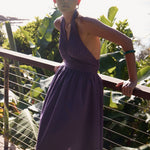 Puna Halter Dress – Purple Stripe - Zandra Stone