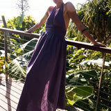 Puna Halter Dress – Purple Stripe - Zandra Stone