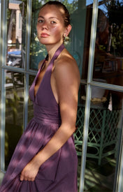 Puna Halter Dress - Purple Stripe - Zandra Stone