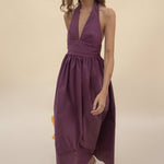 Puna Halter Dress – Purple Stripe - Zandra Stone