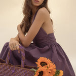 Puna Halter Dress – Purple Stripe - Zandra Stone