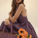 Puna Halter Dress – Purple Stripe - Zandra Stone