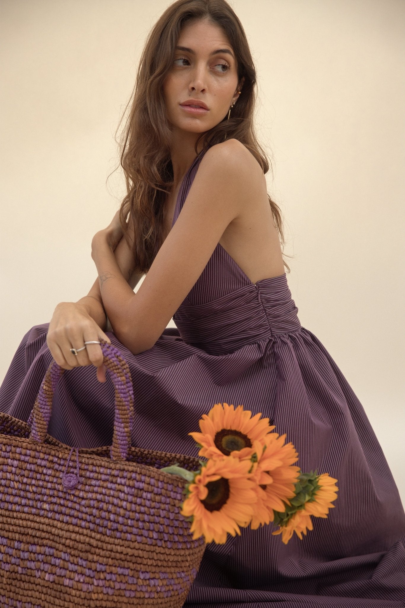 Puna Halter Dress – Purple Stripe - Zandra Stone