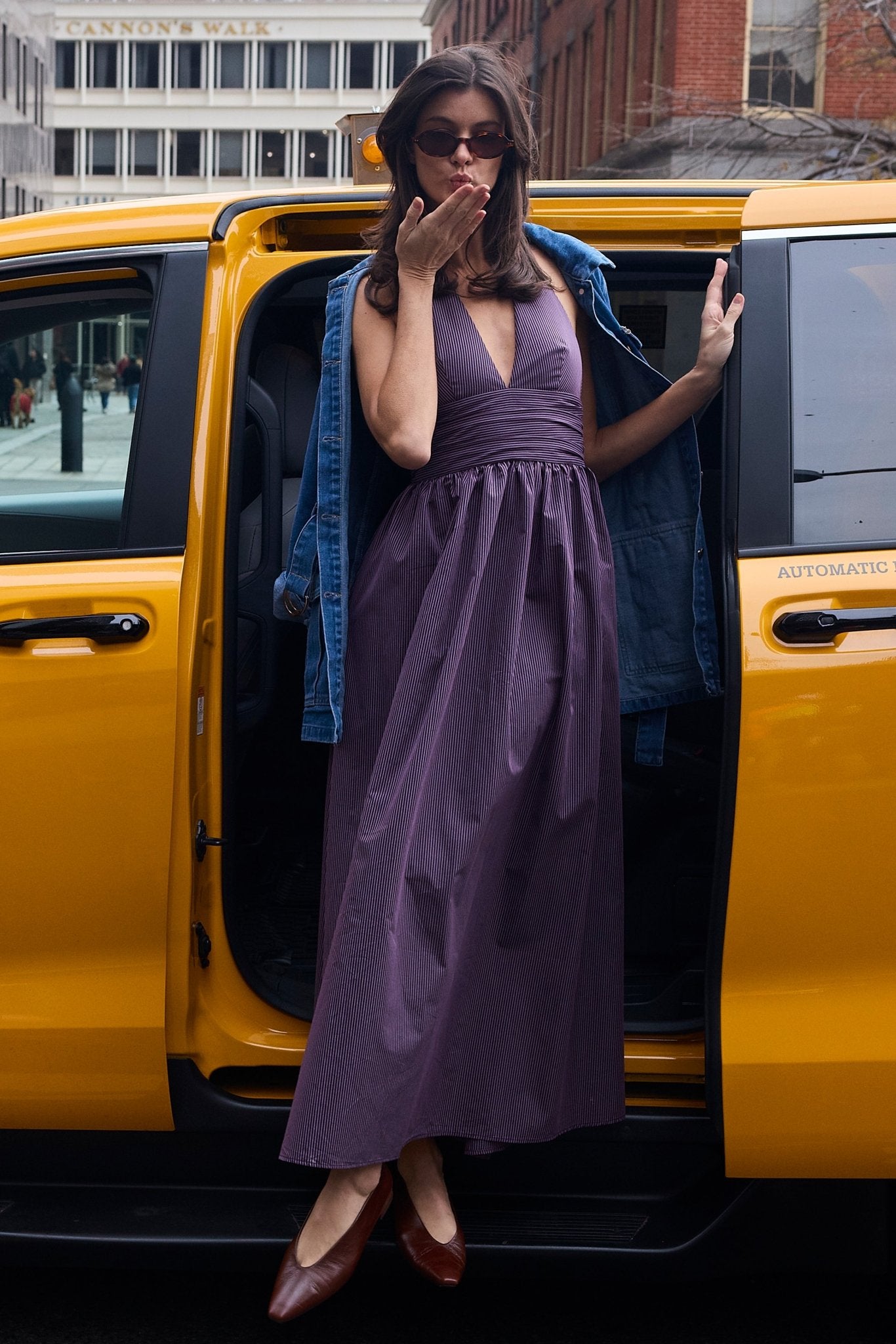 Puna Halter Dress – Purple Stripe - Zandra Stone