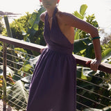 Puna Halter Dress - Purple Stripe - Zandra Stone