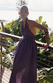 Puna Halter Dress - Purple Stripe - Zandra Stone