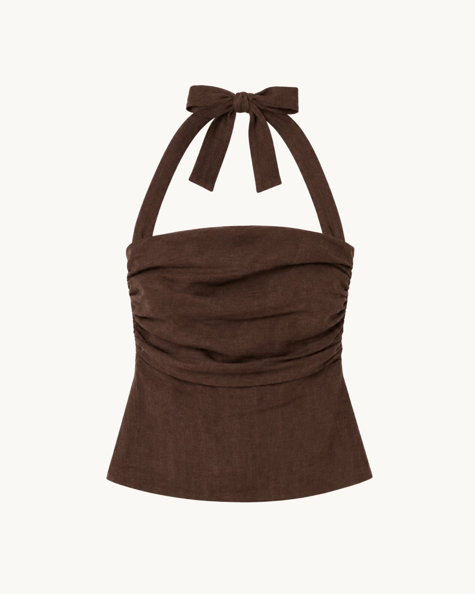 Ryder Chocolate Linen Halter Top - Zandra Stone
