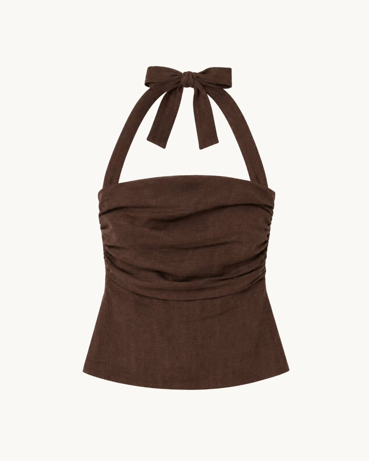 Ryder Chocolate Linen Halter Top - Zandra Stone