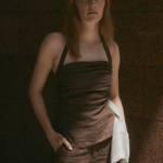 Ryder Chocolate Linen Halter Top - Zandra Stone