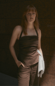 Ryder Chocolate Linen Halter Top - Zandra Stone