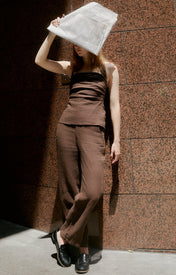 Ryder Chocolate Linen Halter Top - Zandra Stone