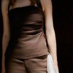 Ryder Chocolate Linen Halter Top - Zandra Stone
