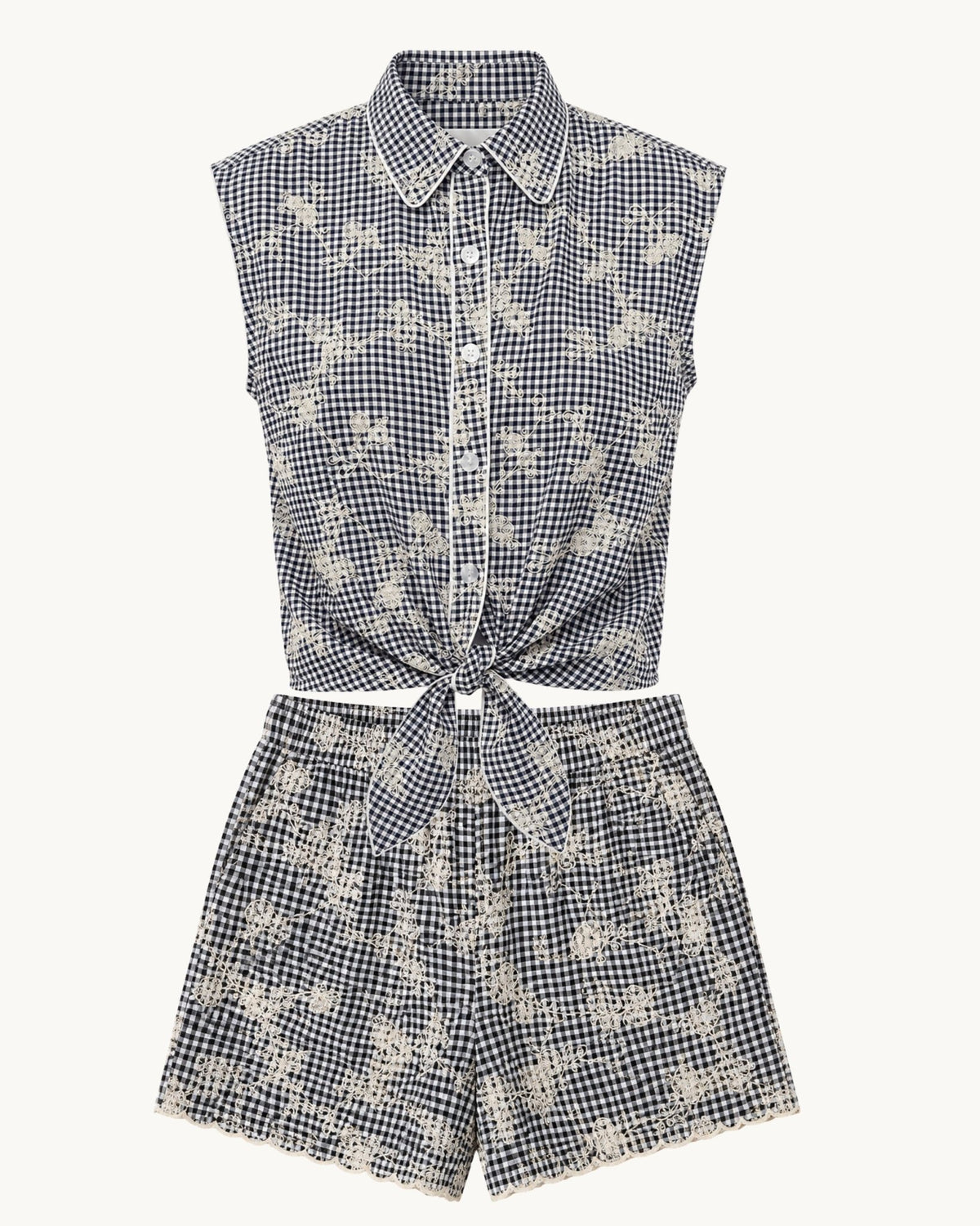 Scallop Shorts - Black/White Gingham - Zandra Stone