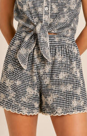 Scallop Shorts - Black/White Gingham - Zandra Stone