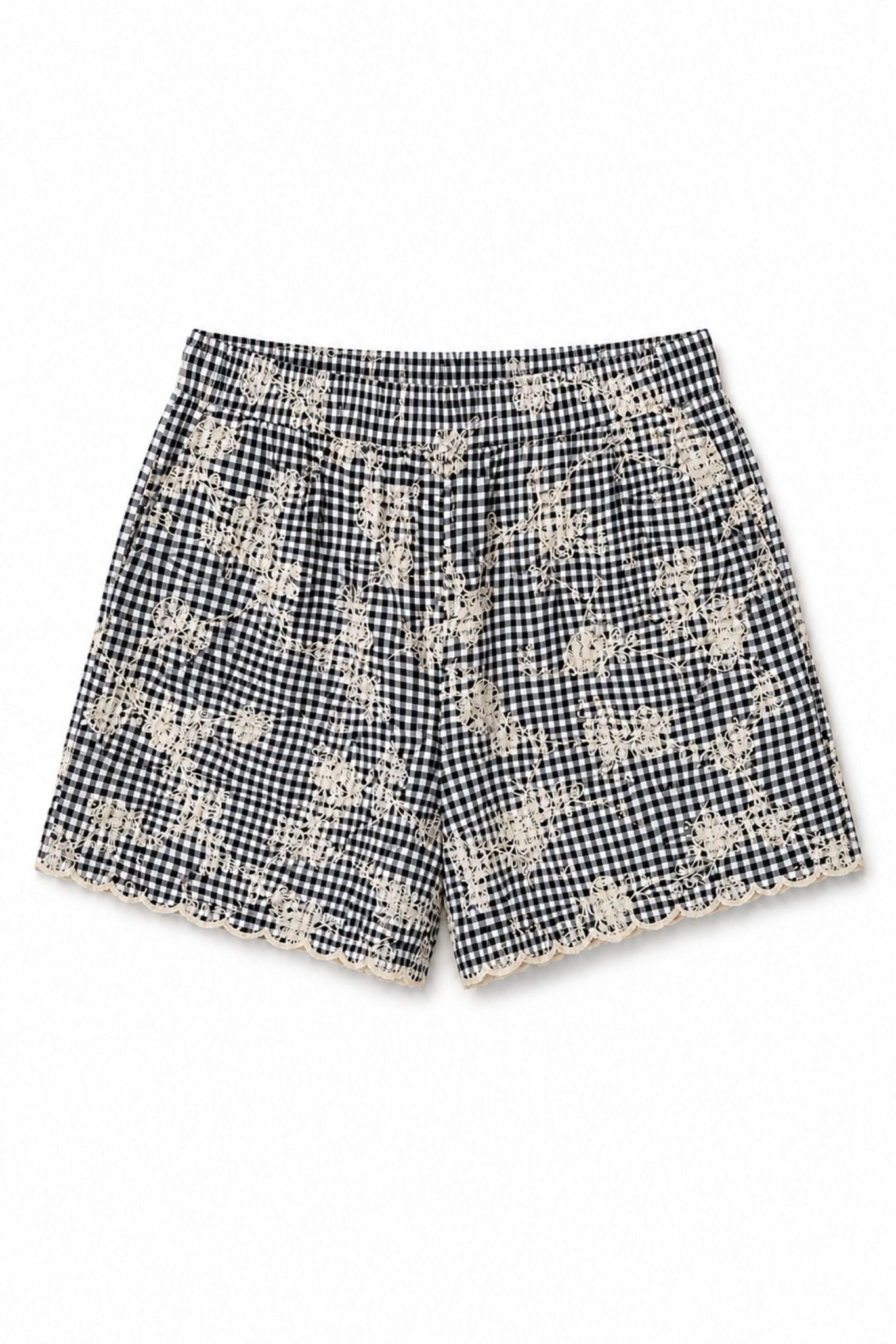 Scallop Shorts - Black/White Gingham - Zandra Stone