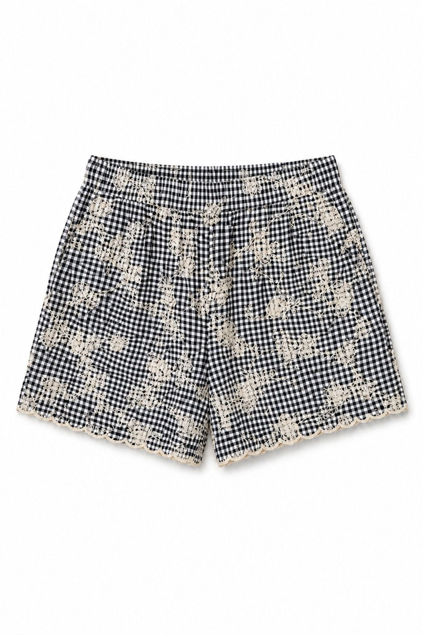 Scallop Shorts - Black/White Gingham - Zandra Stone