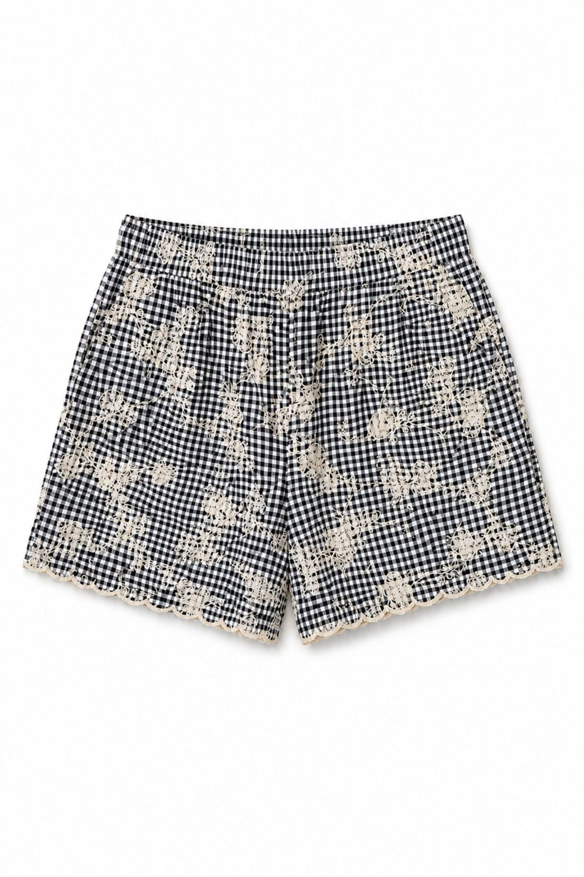 Scallop Shorts - Black/White Gingham - Zandra Stone