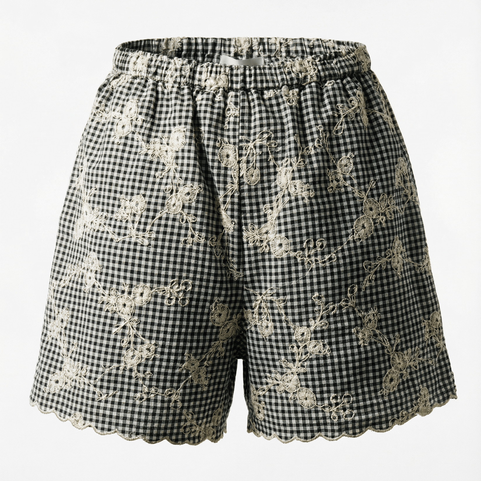 Scallop Shorts - Black/White Gingham - Zandra Stone