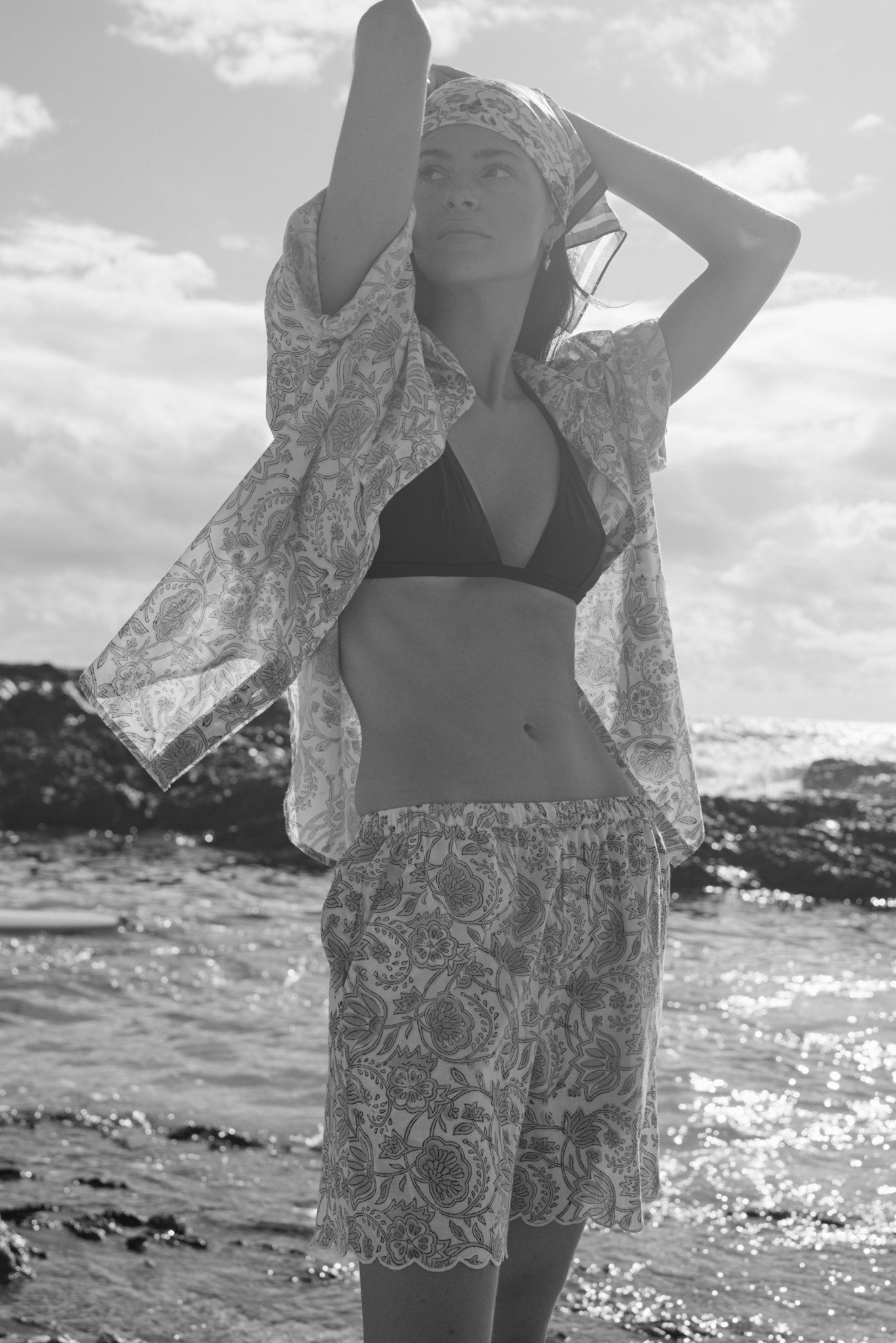 Scallop Shorts – Blue Botanical Print - Zandra Stone