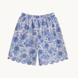 Scallop Shorts – Blue Botanical Print - Zandra Stone