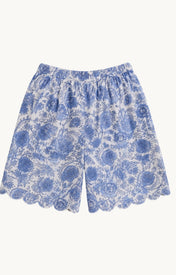 Scallop Shorts – Blue Botanical Print - Zandra Stone
