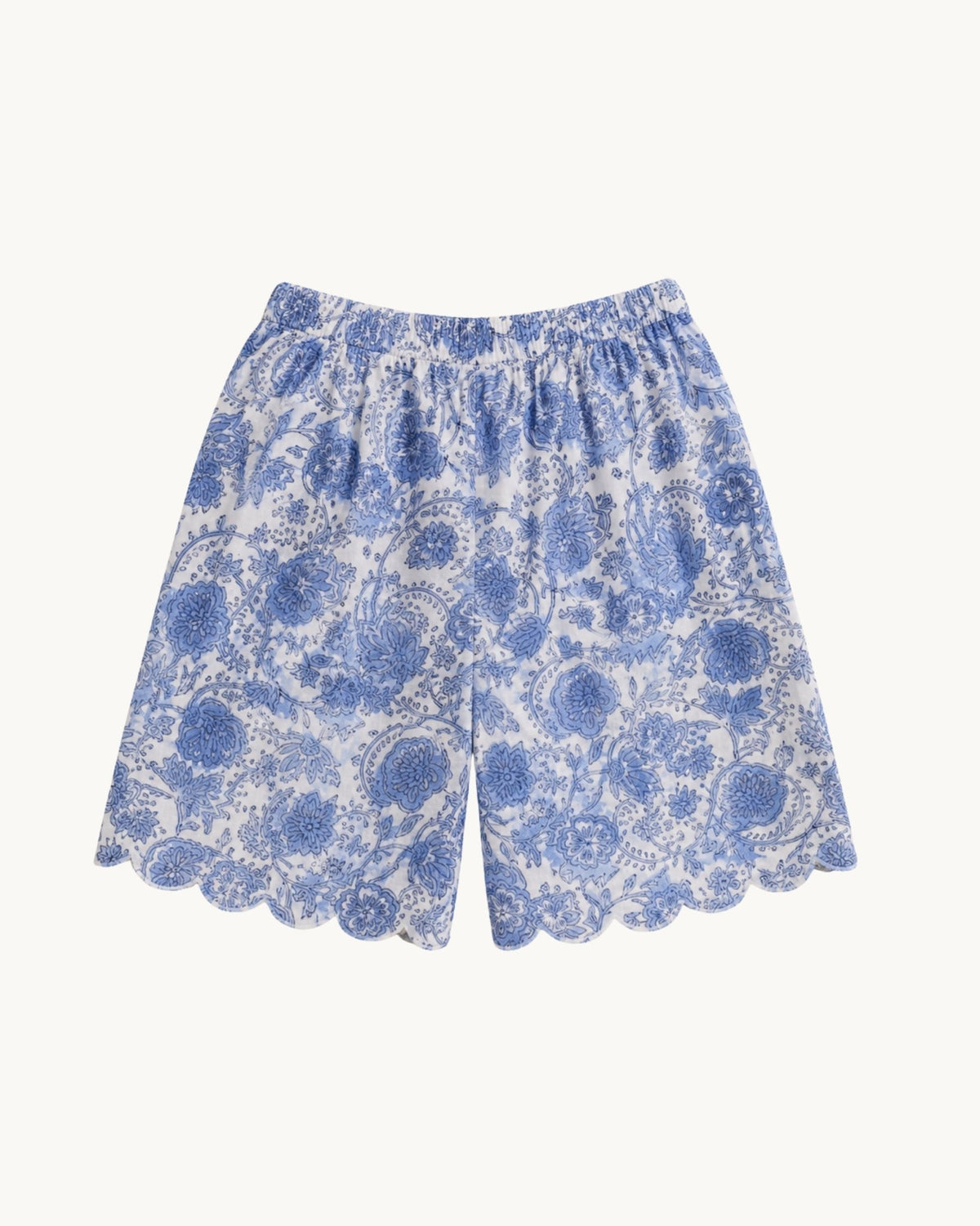 Scallop Shorts – Blue Botanical Print - Zandra Stone