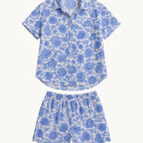 Scallop Shorts – Blue Botanical Print - Zandra Stone