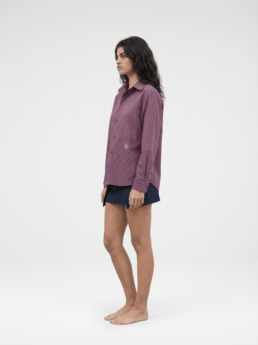 Simi Double Stripe Purple Shirt - Zandra Stone