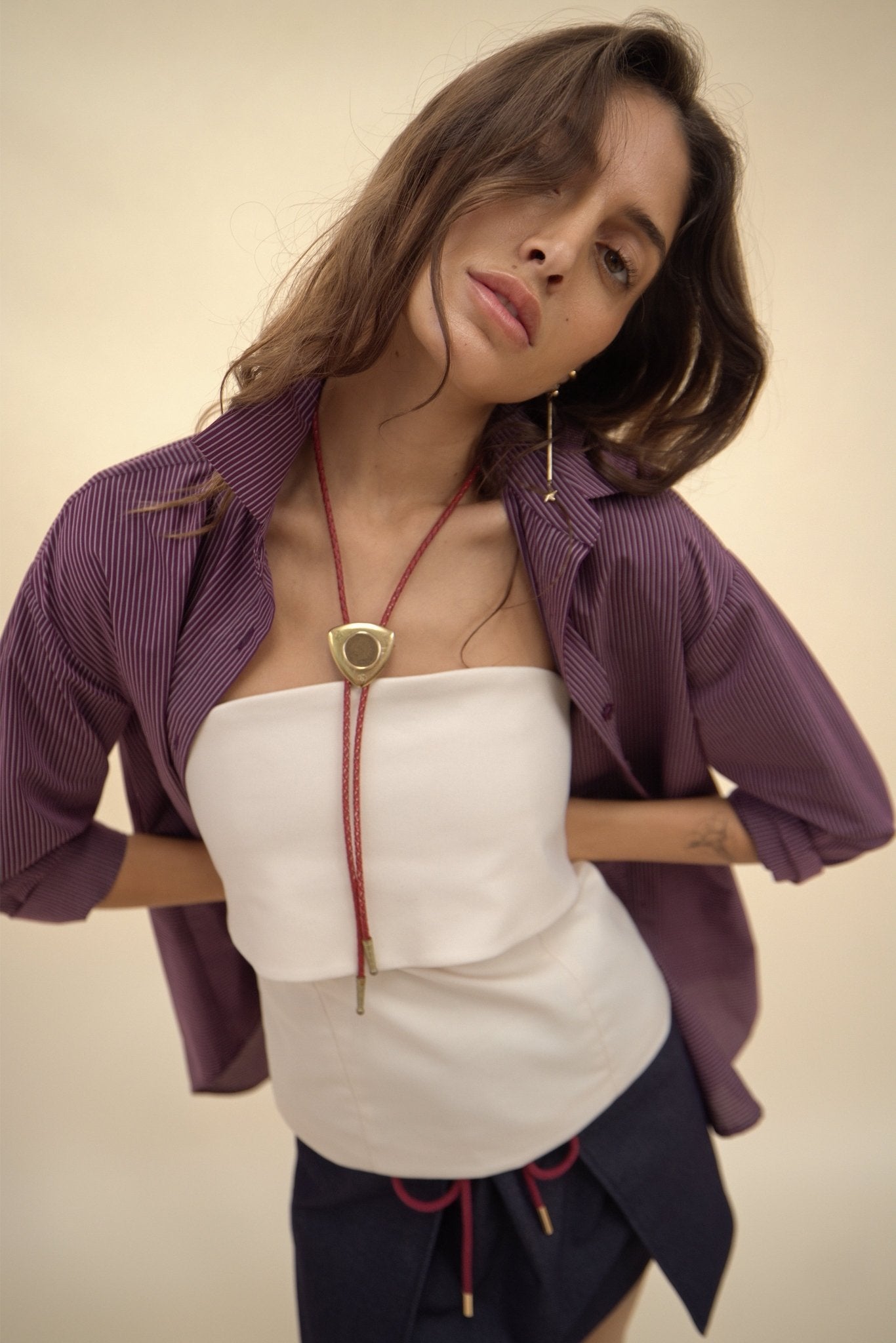 Simi Double Stripe Purple Shirt - Zandra Stone