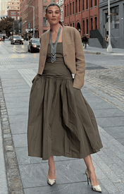Stine Cropped Jacket - Brown - Zandra Stone