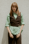 Chocolate Flax Linen Tulle Wrap Vest
