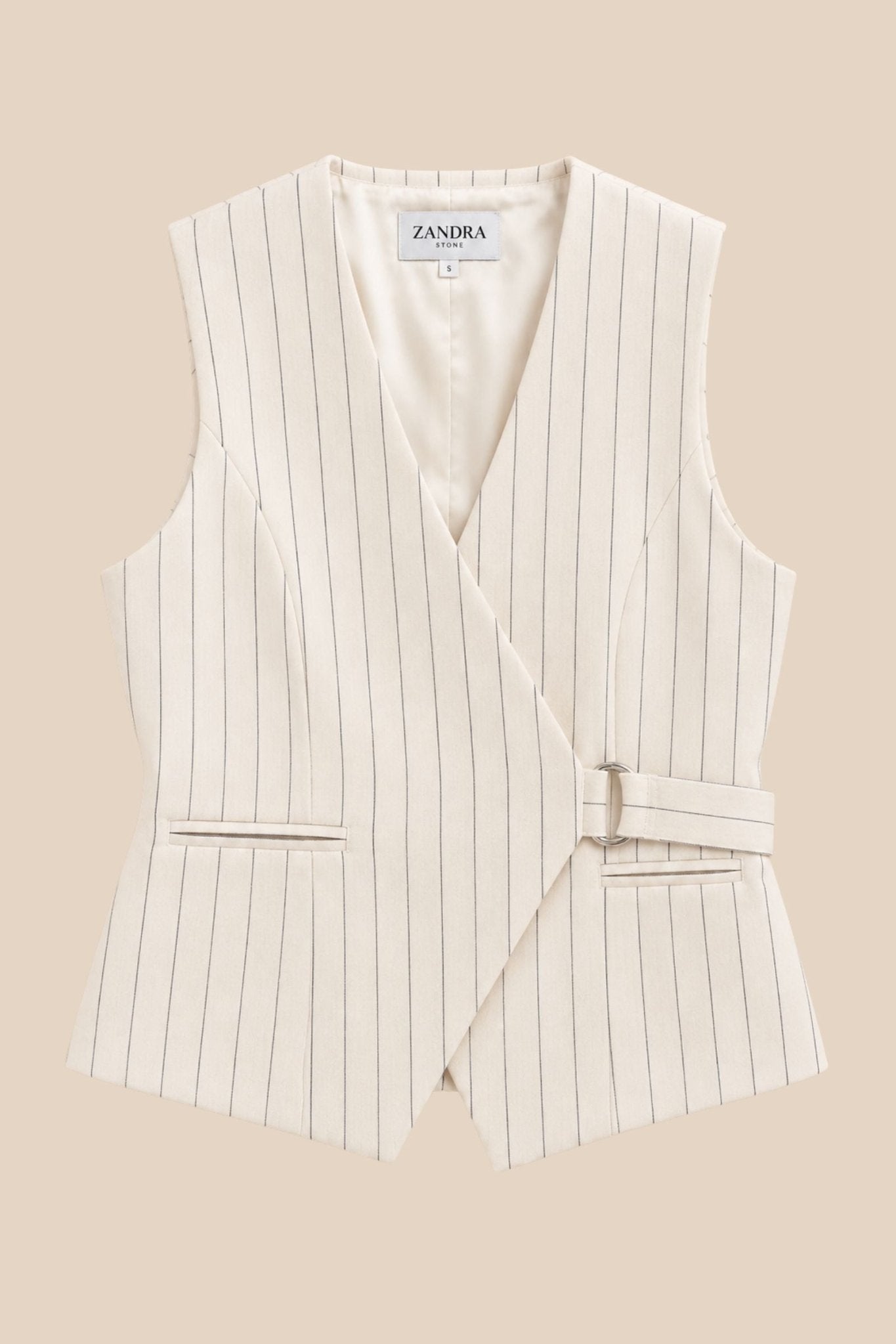 Tullerina Wrap Stripe Vest - White Stripe - Zandra Stone