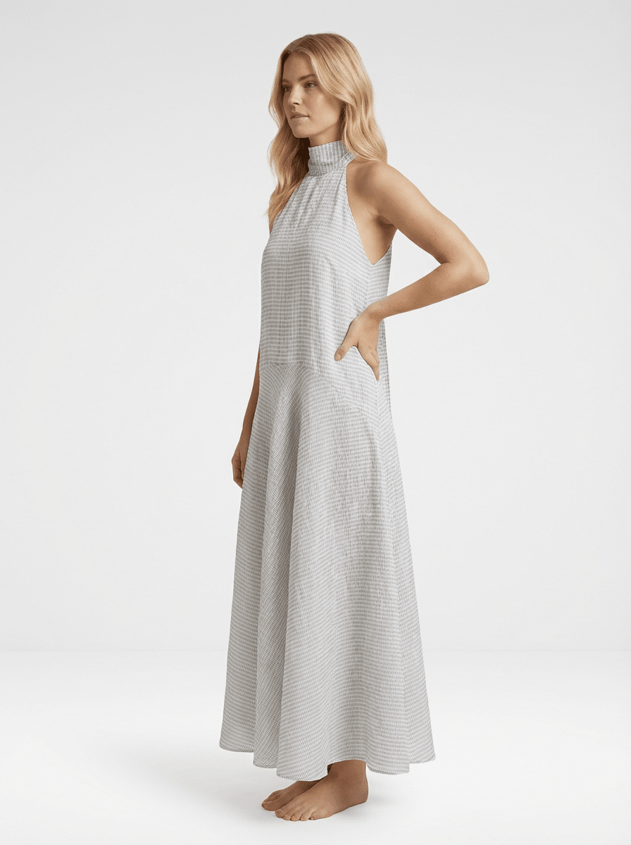 grey and white plaid dress Topshop - Asymmetric Tucked Side Maxi Dress - Women - Viscose - 8 US