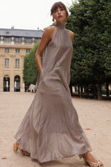 Victoria Scarf Dress - Brown Plaid