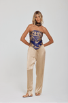 Viva Silk Twill Scarf – Pacific Blue & Oak Brown